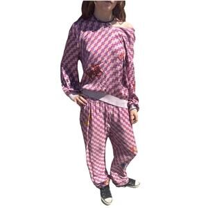 Me369 XS – Pink Purple Heart Print “The Great Artist” Tiger Hoodie & Joggers